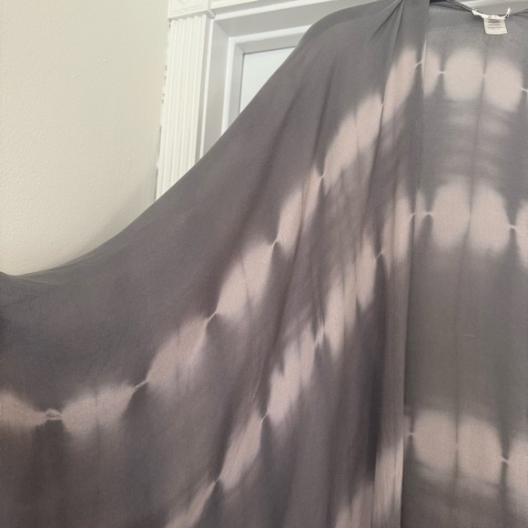 Charming Charlie Gray Boho Tie Dye Tunic Open Front Cardigan OS Festival Hippie - Picture 9 of 13
